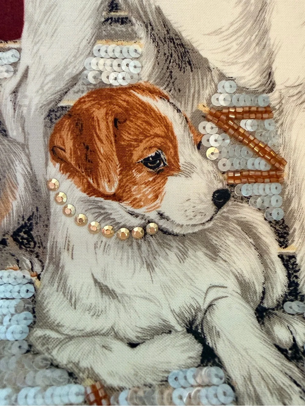 Vintage Isabella Fiore Beaded Jack Russell Terrier Tote Bag Y2K Rare